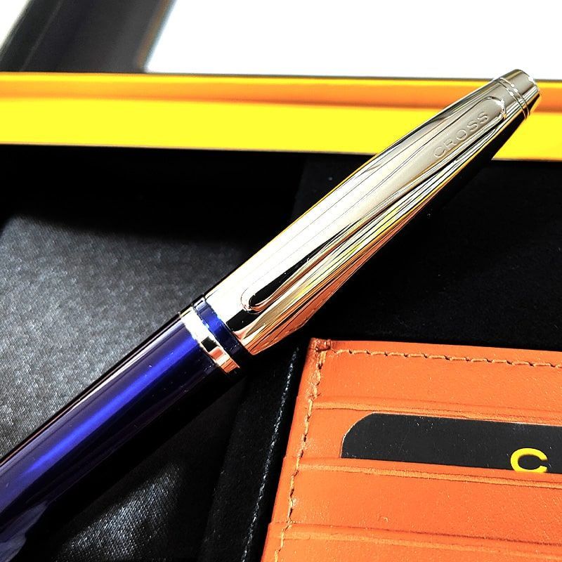 Cross Calais Twist Ballpoint Pen Gift Set with Card Case and Box - Blue - Japan Import