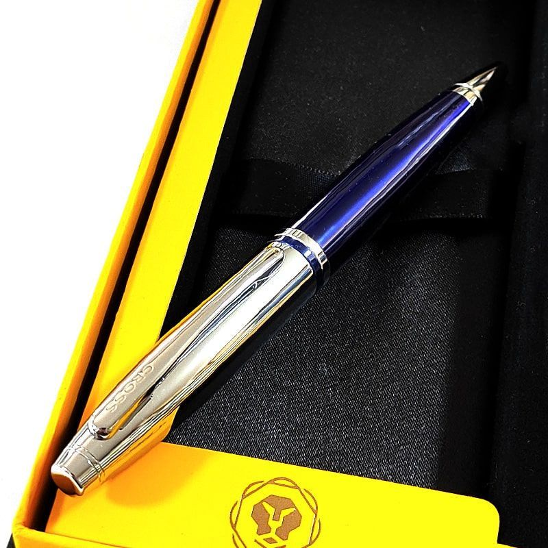Cross Calais Twist Ballpoint Pen Gift Set with Card Case and Box - Blue - Japan Import