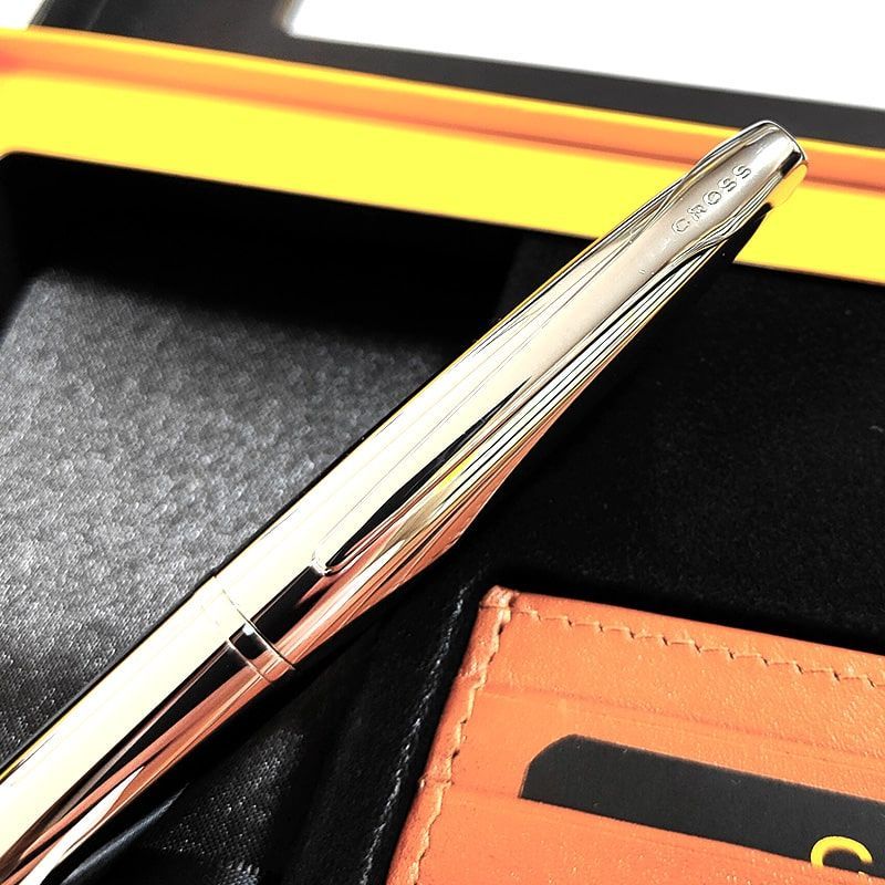 Cross ATX Gift Set with Card Case Silver Twist Ballpoint Pen — Japan Import