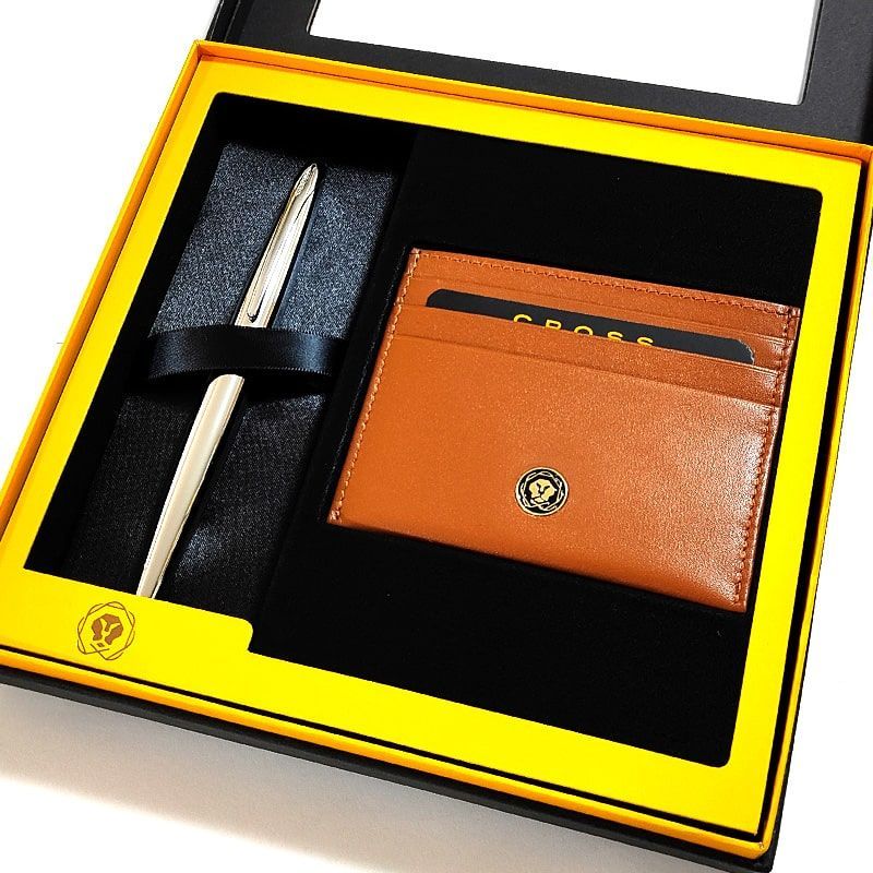 Cross ATX Gift Set with Card Case Silver Twist Ballpoint Pen — Japan Import