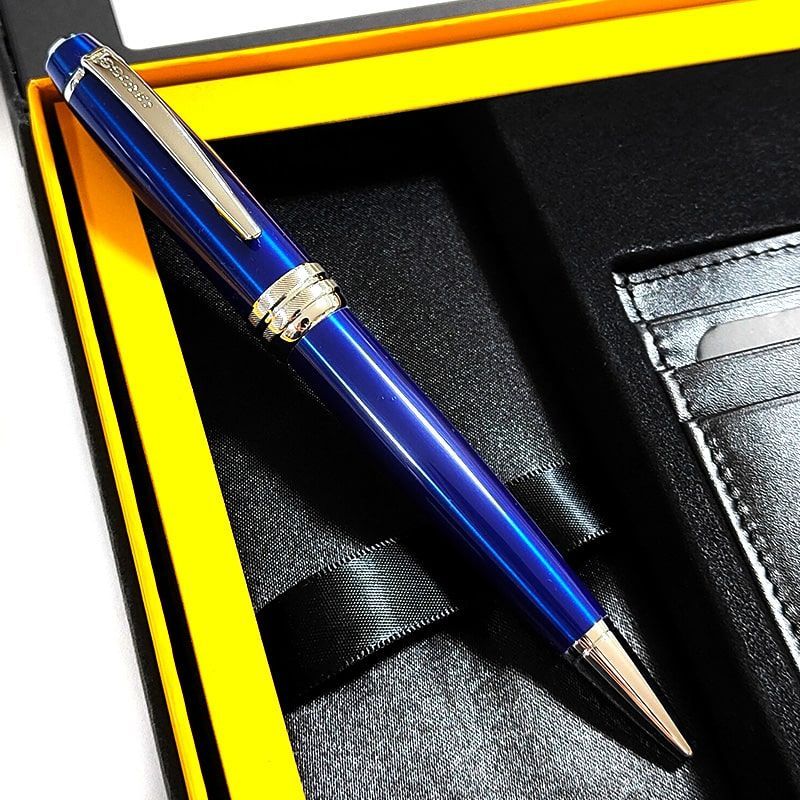 Cross Bailey Blue Ballpoint Pen Gift Set with Card Case and Special Box — Japan Import