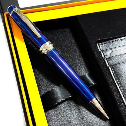 Cross Bailey Blue Ballpoint Pen Gift Set with Card Case and Special Box — Japan Import
