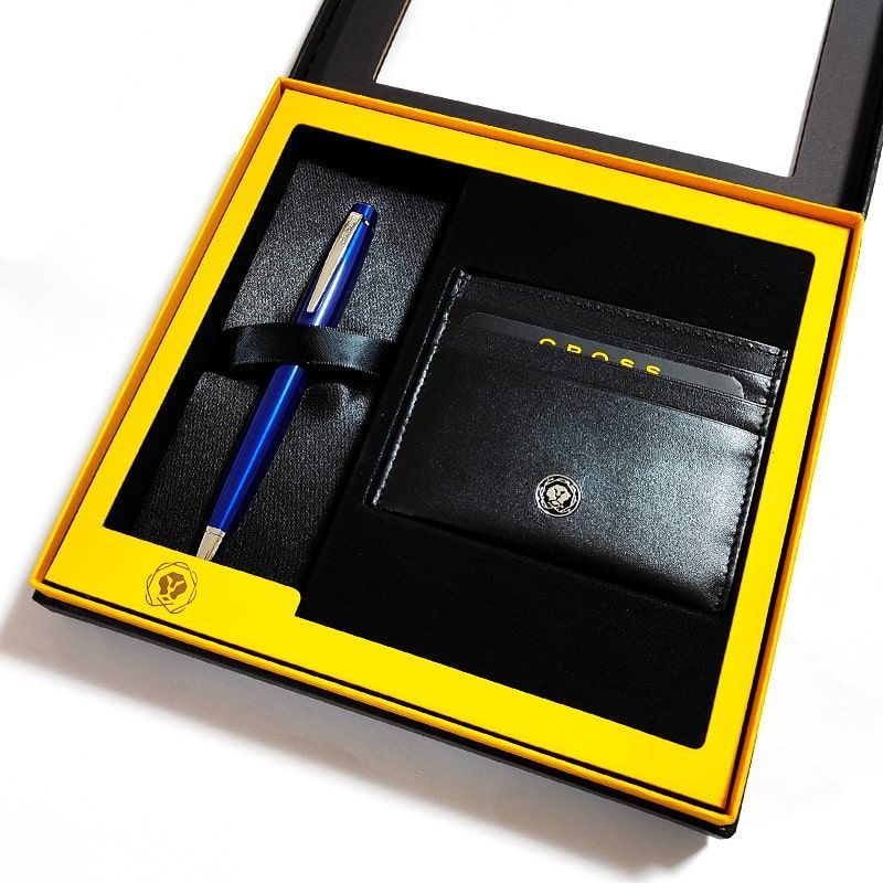 Cross Bailey Blue Ballpoint Pen Gift Set with Card Case and Special Box — Japan Import