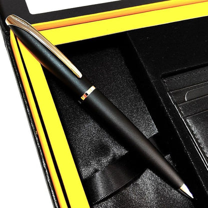 Cross ATX Series Gift Set with Card Case, Black Twist Ballpoint Pen — Japan Import