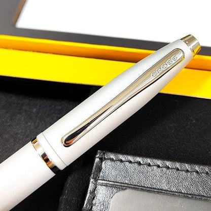 Cross Calais Twist Ballpoint Pen with Card Case Box Gift Set Silver Brand