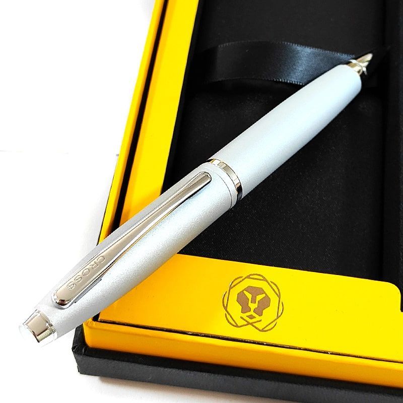 Cross Calais Twist Ballpoint Pen with Card Case Box Gift Set Silver Brand