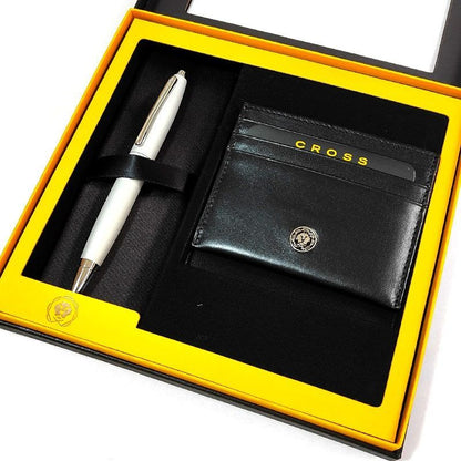 Cross Calais Twist Ballpoint Pen with Card Case Box Gift Set Silver Brand