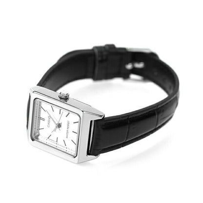 Casio LTP-V007L-7E1DF Quartz Wristwatch for Women with Silver Dial and Black Leather Band — Japan Import
