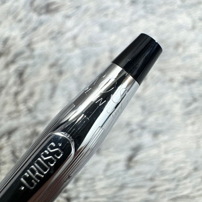 Cross Twist ballpoint pen with blue ink, Japan import, showing small scratches and twist-style design