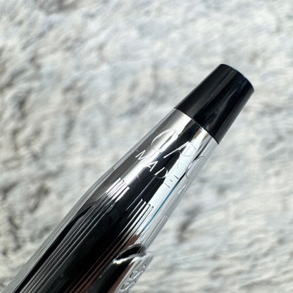 Cross Twist ballpoint pen with blue ink, Japan import, showing small scratches and twist-style design