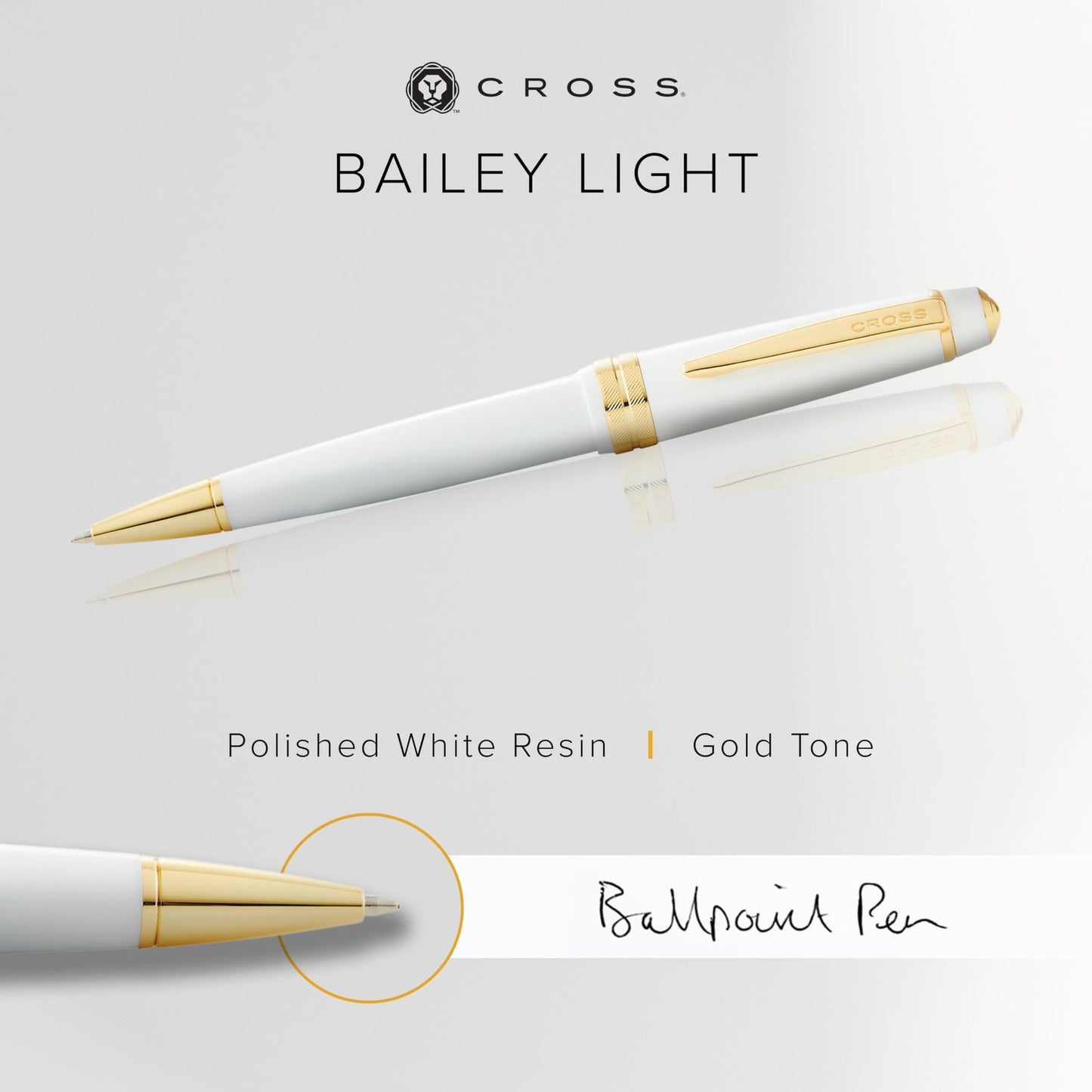 Cross Bailey Light White Gold Plated Ballpoint Pen NAT0742-10 — Japan Import