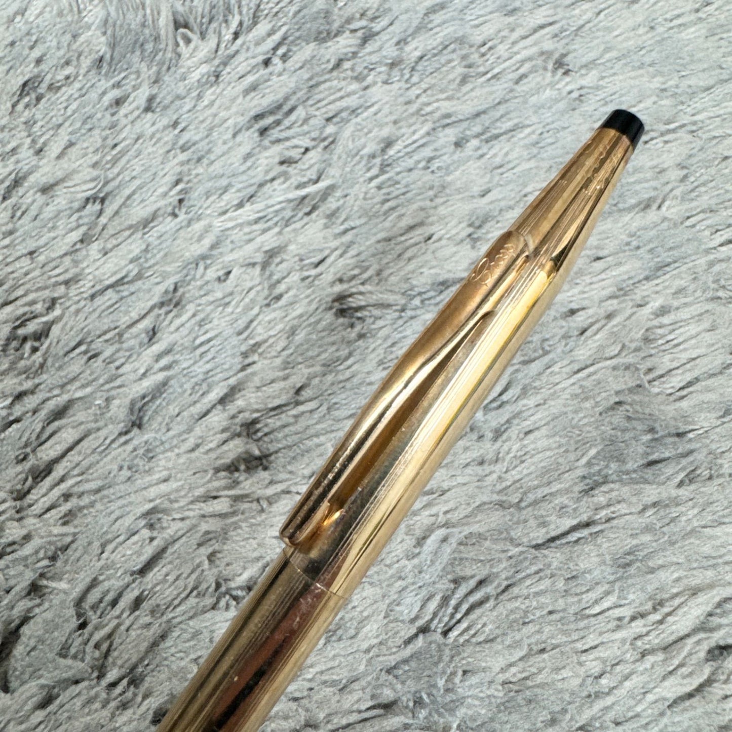 Cross 14KT gold twist mechanical pencil with slight scratches and light stains shown with its case