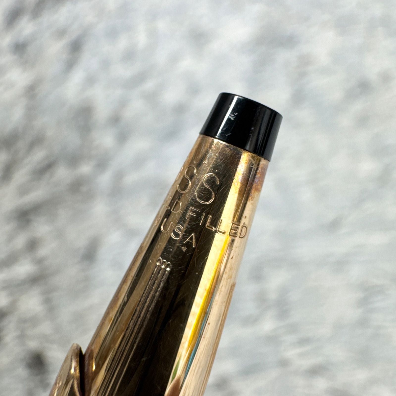 Cross 14KT gold twist mechanical pencil with slight scratches and light stains shown with its case