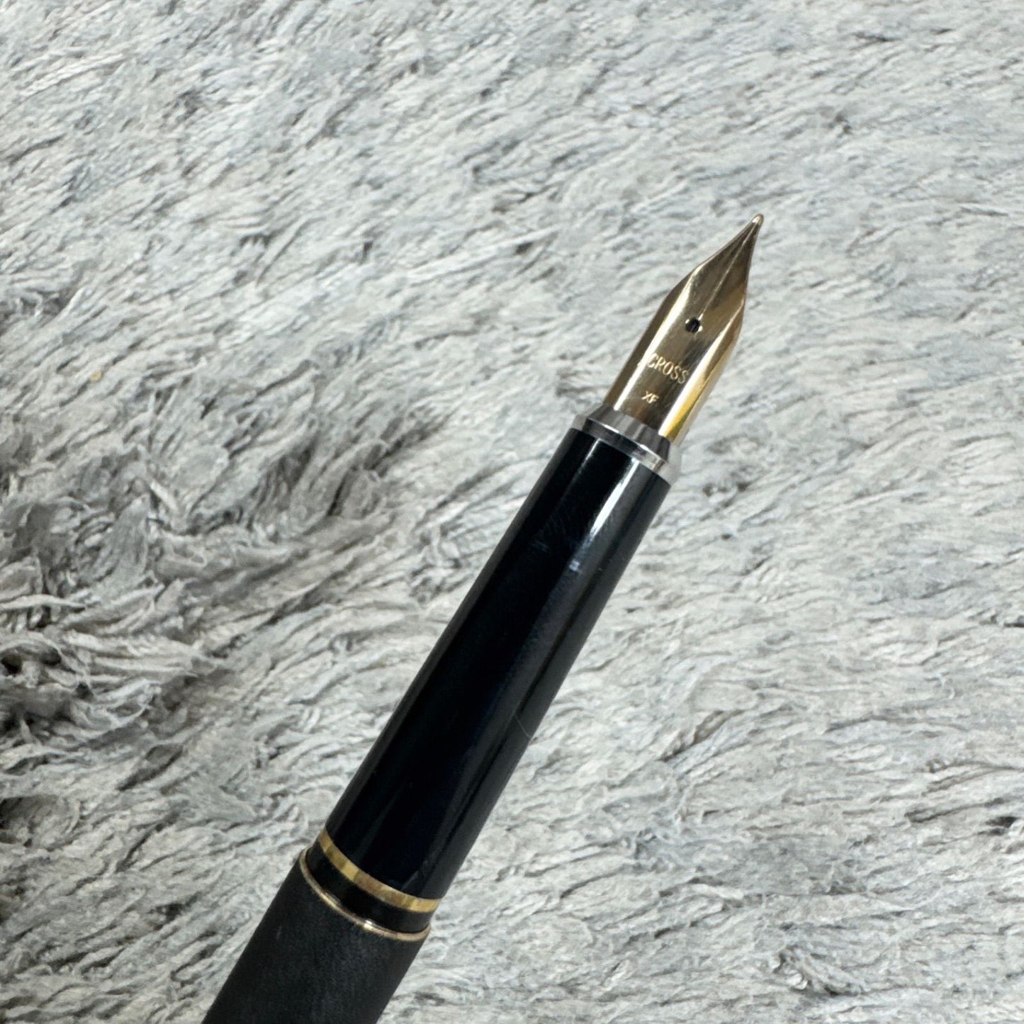 Cross XF fountain pen in matte black finish with gold clip, Japanese import