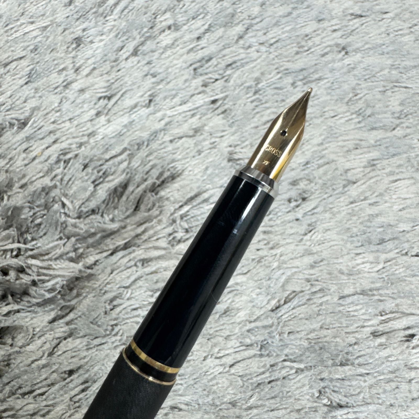 Cross XF fountain pen in matte black finish with gold clip, Japanese import
