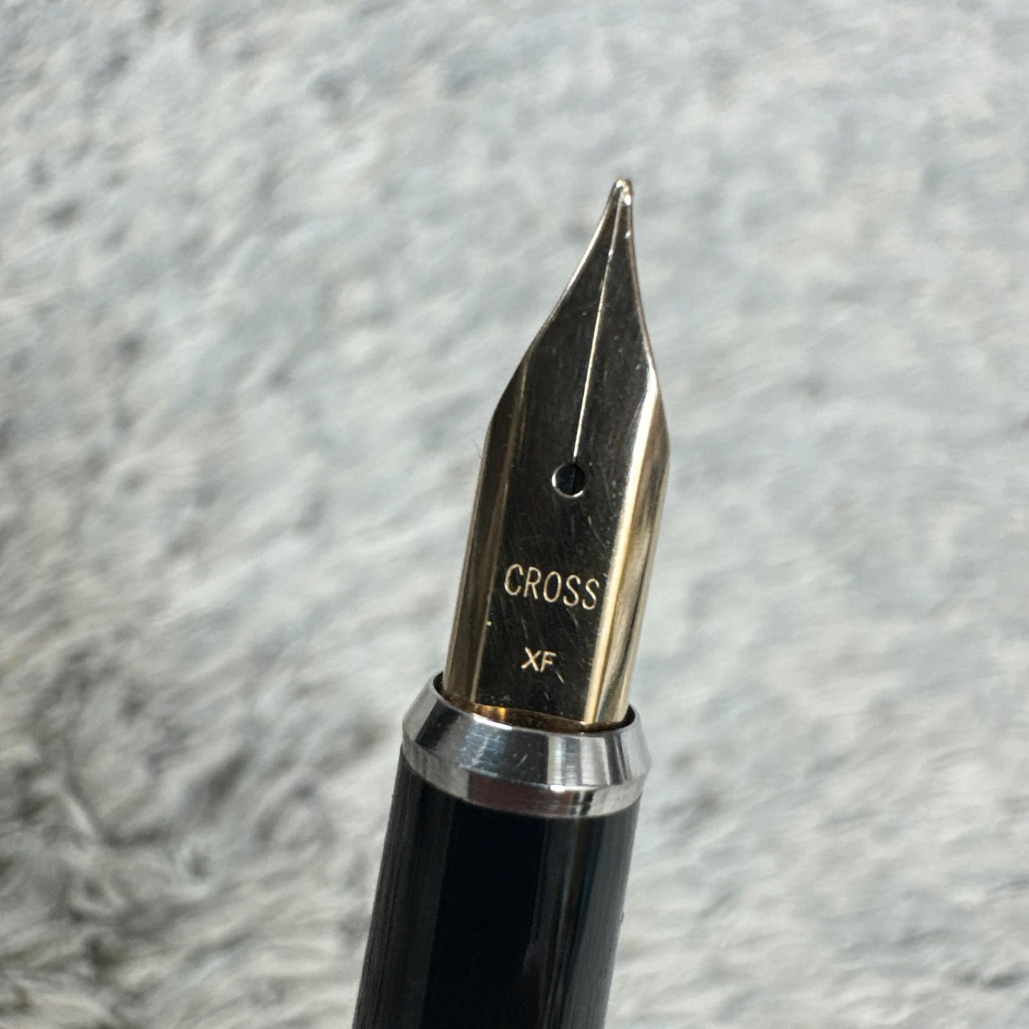 Cross XF fountain pen in matte black finish with gold clip, Japanese import