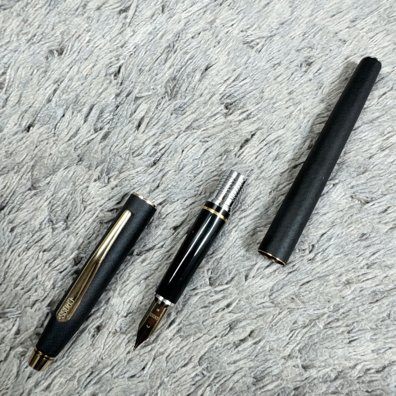 Cross XF fountain pen in matte black finish with gold clip, Japanese import