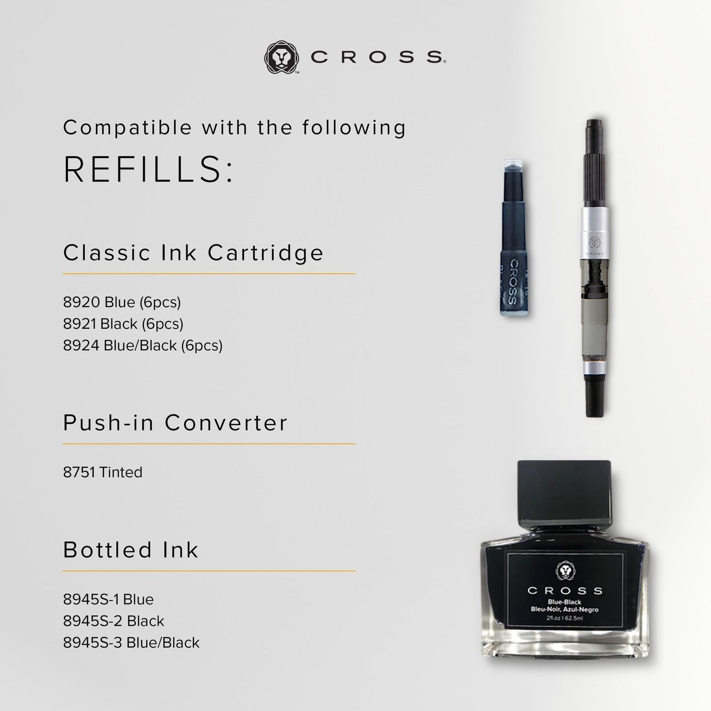 Cross ATX Fountain Pen model N886-3M with medium stainless steel nib and black body