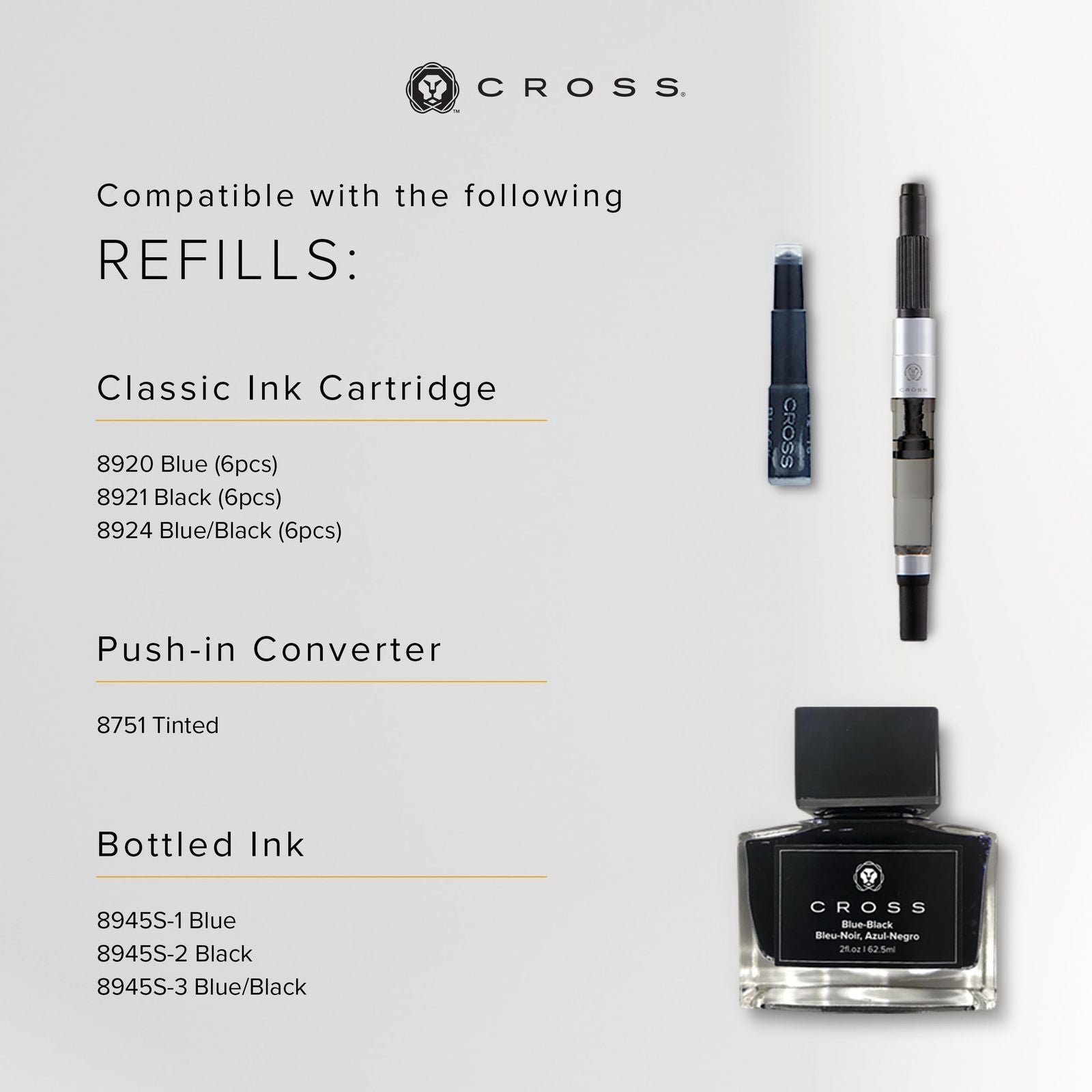 Cross ATX Fountain Pen model N886-3M with medium stainless steel nib and black body