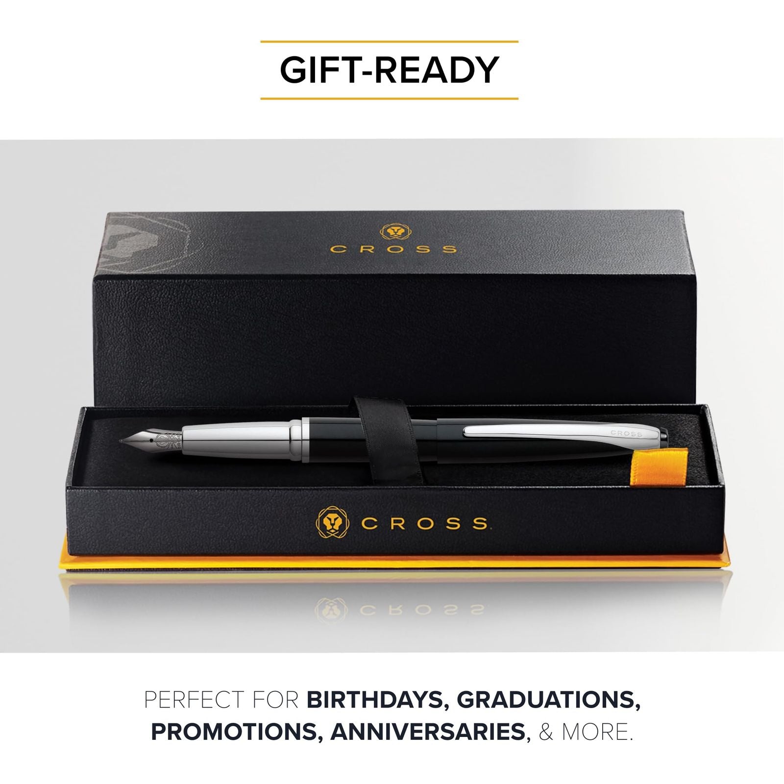 Cross ATX Fountain Pen model N886-3M with medium stainless steel nib and black body
