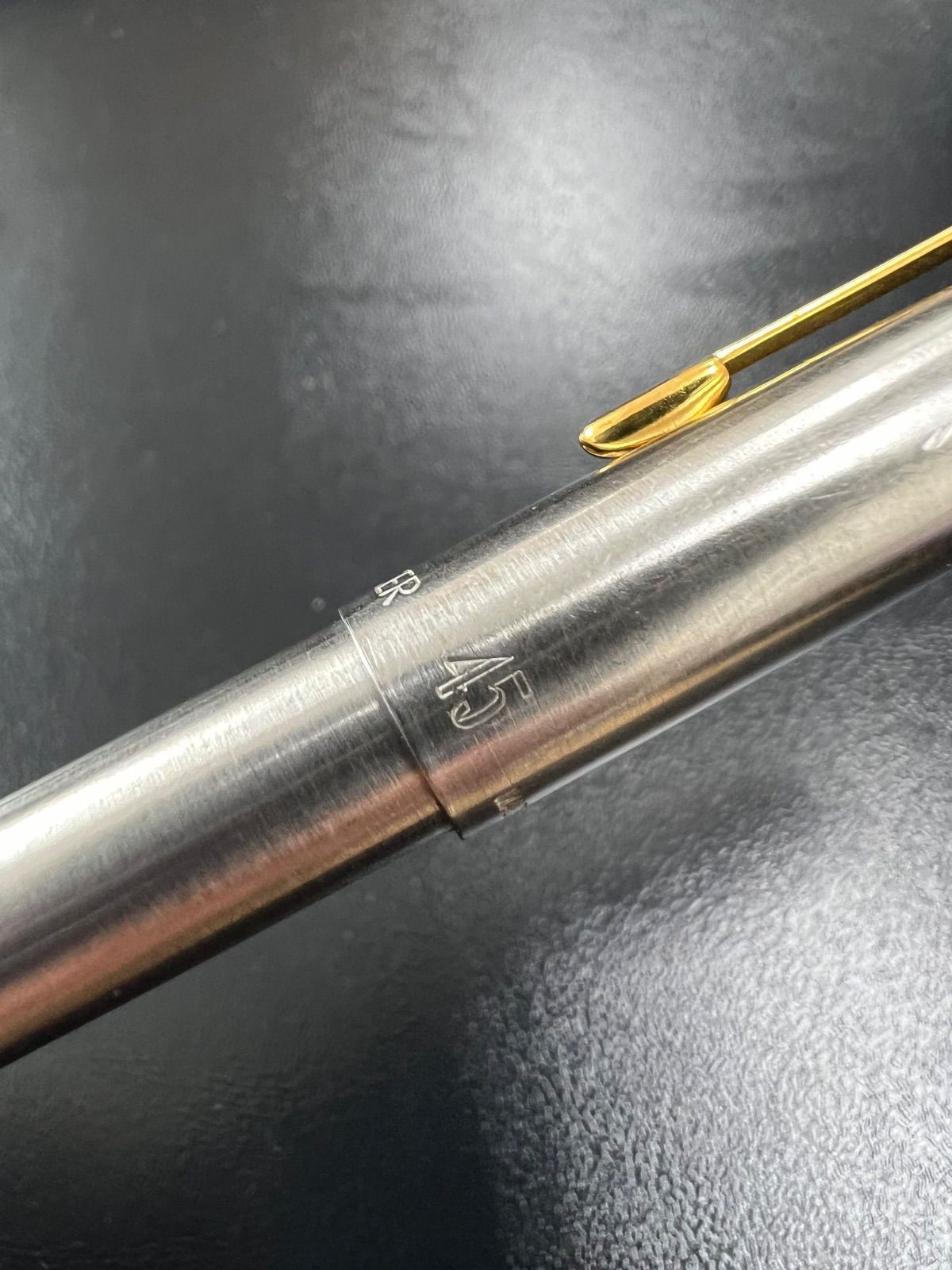Parker 45 and Cross Classic Century vintage ballpoint pen set with silver metal and chrome finish