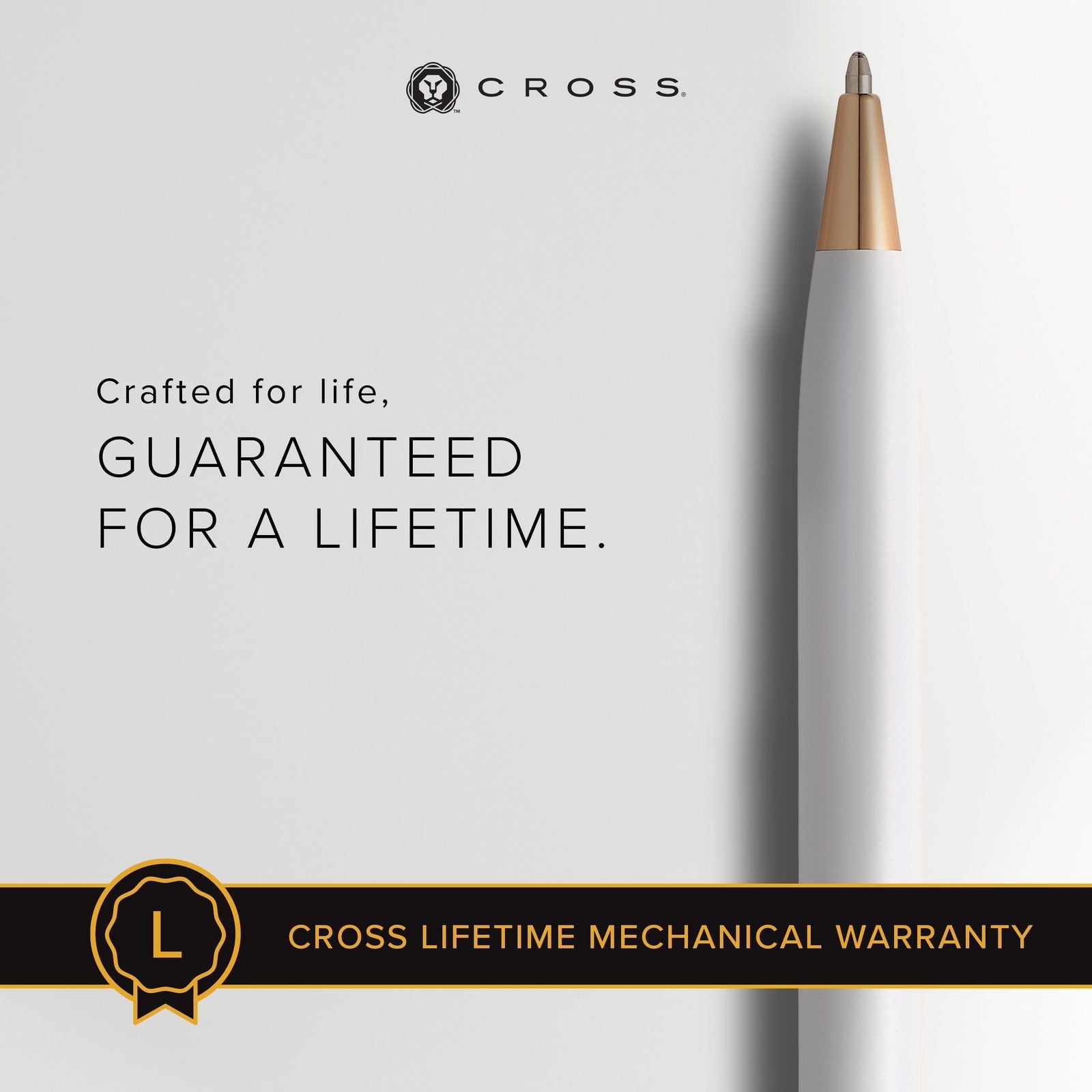 Cross Century II Pearl White ballpoint pen with premium gift box and matching shoppers gift