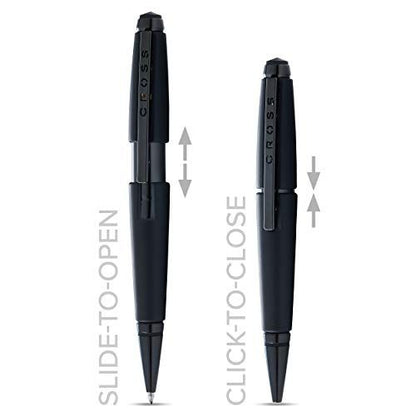 Cross NAT0555-11 capless rollerball pen with matte black lacquer finish and punch-out logo clip