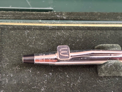 Used Cross silver ballpoint pen with McDonald's logo and included case from Japan