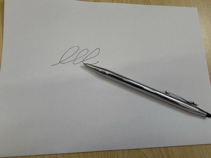 Used Cross silver ballpoint pen with McDonald's logo and included case from Japan