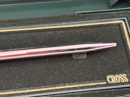 Used Cross silver ballpoint pen with McDonald's logo and included case from Japan