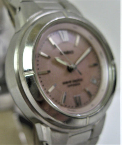 Casio Wave Ceptor LWQ-130 Titanium Ladies Watch Radio Solar Pink Dial Japan Import
