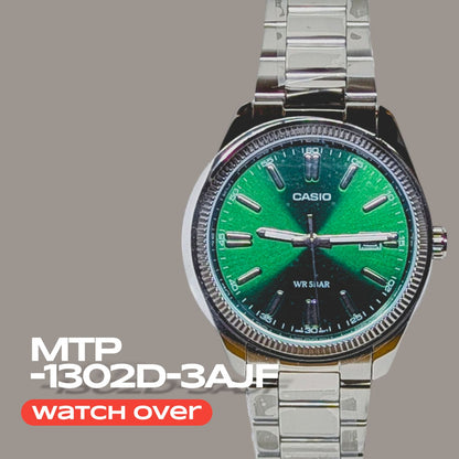 Casio Standard MTP-1302D-3AJF Analog Watch - Green Silver 44.2mm Japan Import