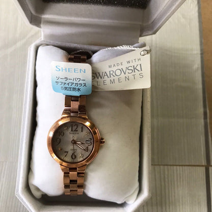 Casio Sheen Analog Watch Model SHE-4506SBG-9AJF with Pink Dial and Gold Band — Japan Import