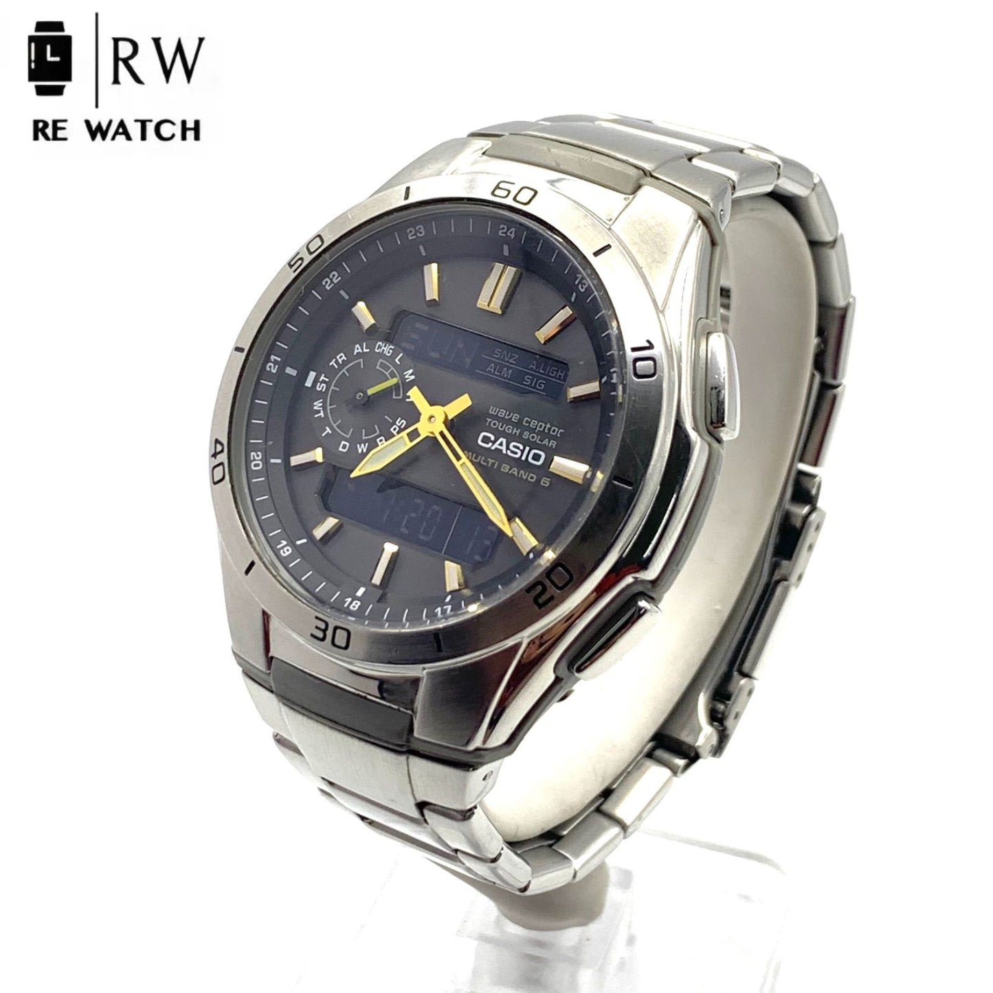 Casio Digital Analog Combination Watch Model WVA-M650 Black Stainless Steel