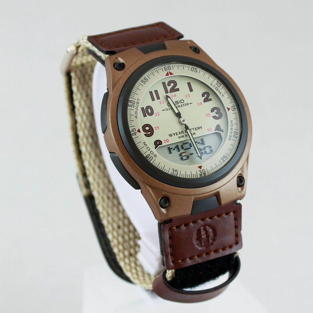 Casio AW-80V-5BJF Classic Digital Analog Watch with Beige Khaki Band Japan Import