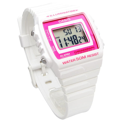 Casio W-215H-7A2V Quartz Watch Pink Dial White Resin Band Japan Import