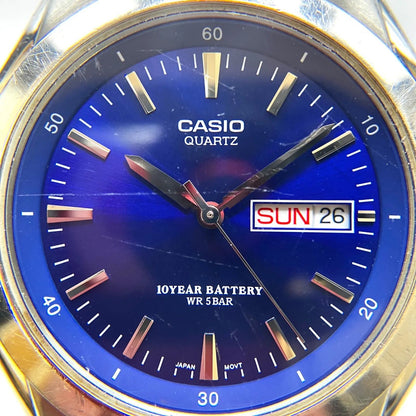 Casio MTP-1228DJ Analog Metal Series Watch Silver Blue — Japan Import