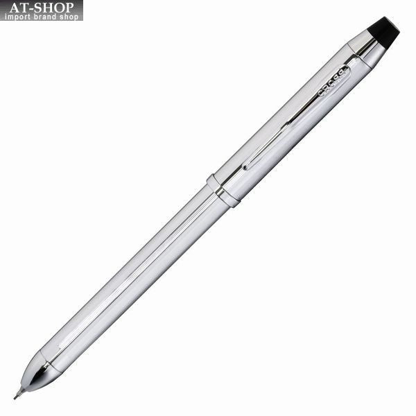 Cross Stylus Ballpoint Pen Model AT0090-1ST Chrome with Black and Red Ink and 0.5mm Pencil