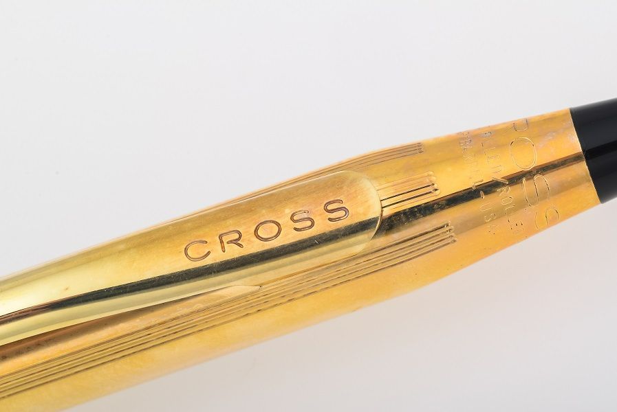 Cross Century Series 14k Gold Plate Ballpoint Pen and Keyring Set Model B8-130 — Japan Import