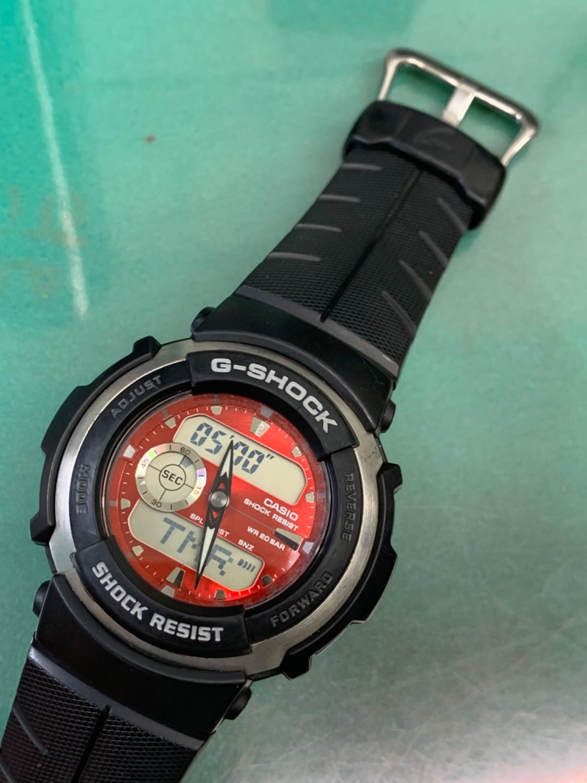 Casio G-300 Model Digital Watch with Red Dial and Battery Movement — Japan Import