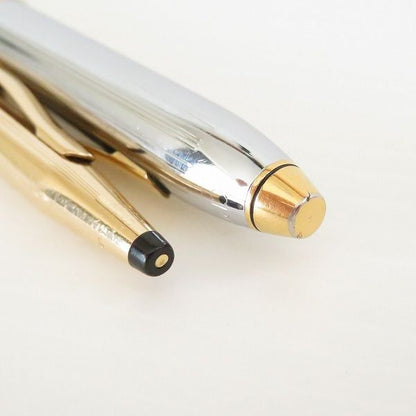Cross Brand - Cross Classic Century Repeating Mechanism Ballpoint Pen and Mechanical Pencil Set in Gold and Silver — Japan Import