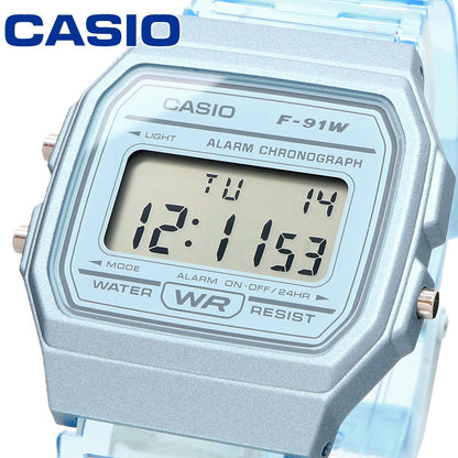 Casio F-91WS-2 Digital Watch with Blue Dial and Blue Skeleton Band — Japan Import