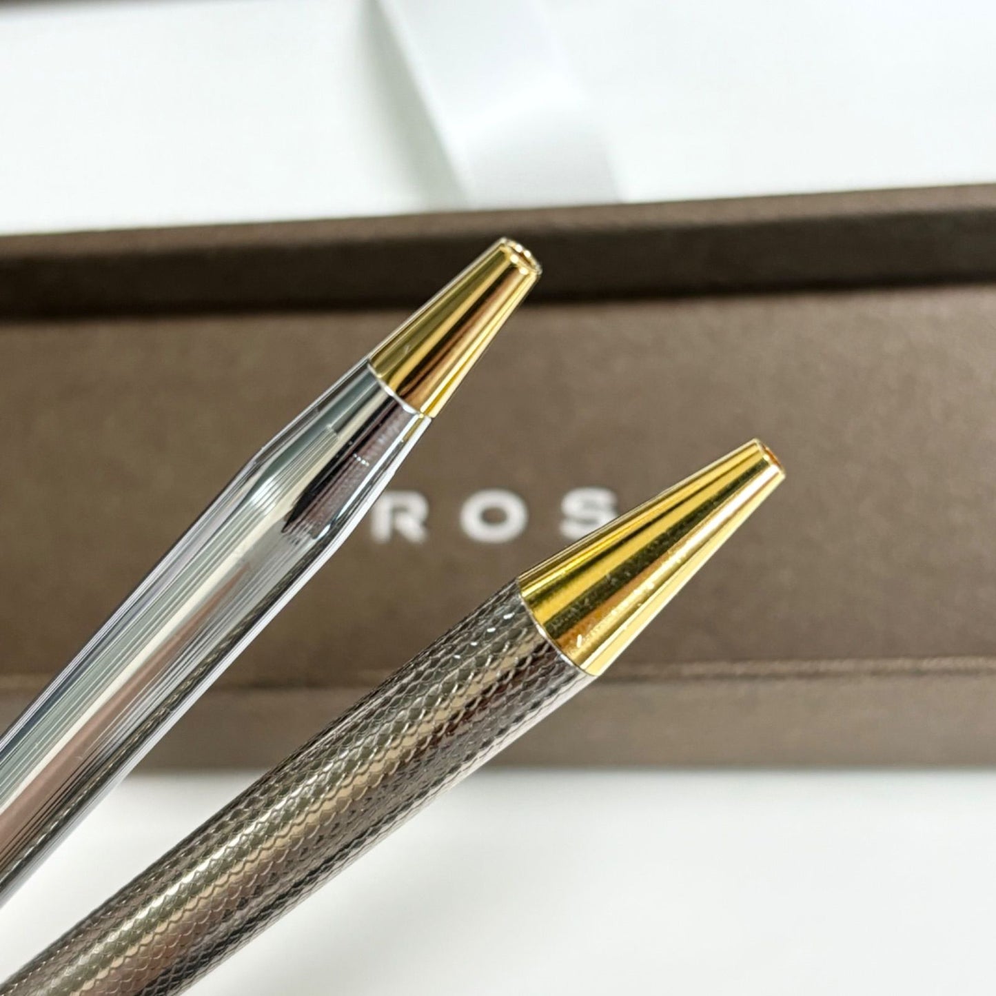 Cross Ballpoint Pen Set Silver and Gold 2 Pieces with One Inked and One Inkless Japan Import