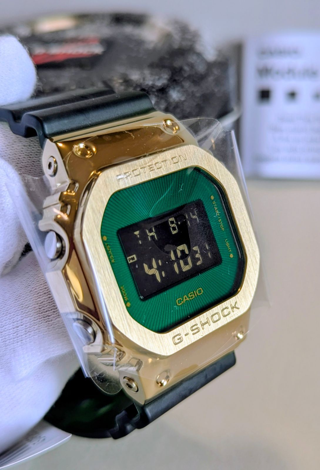 Casio G-Shock GM-5600CL-3 Digital Watch with Green Gold Reverse LCD and Metal Bezel — Japan Import