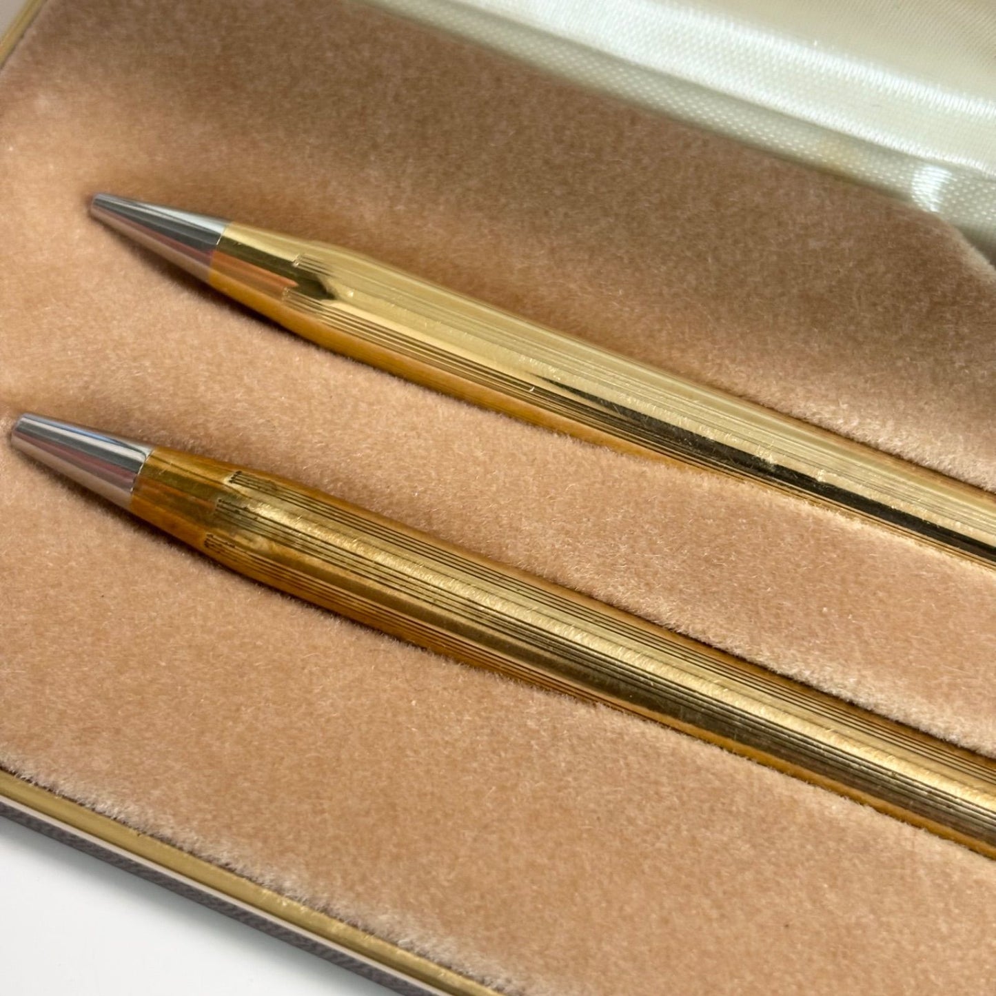 Cross Gold Color Ballpoint Pen and Mechanical Pencil 2 Piece Set With Case — Japan Import