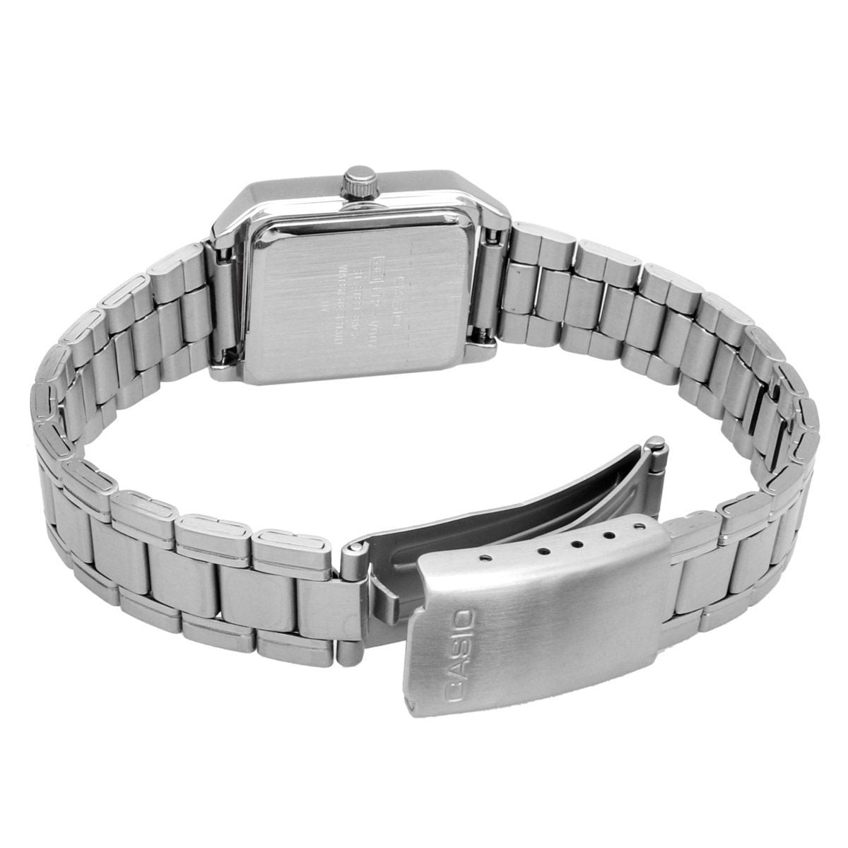 Casio Chic Pattern LTP-V007D-1E Watch with Black Dial and Silver Band — Japan Import
