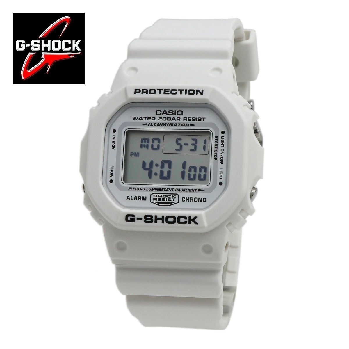 Casio G-Shock DW-5600MW-7 All White Digital Square Unisex Watch — Japan Import