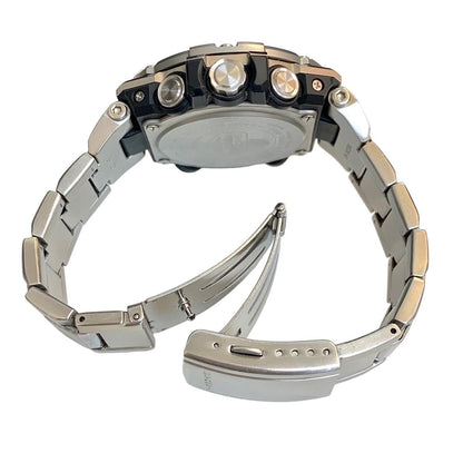 Casio G-Shock G-Steel GST-B100 men's silver solar chronograph watch with stainless steel band