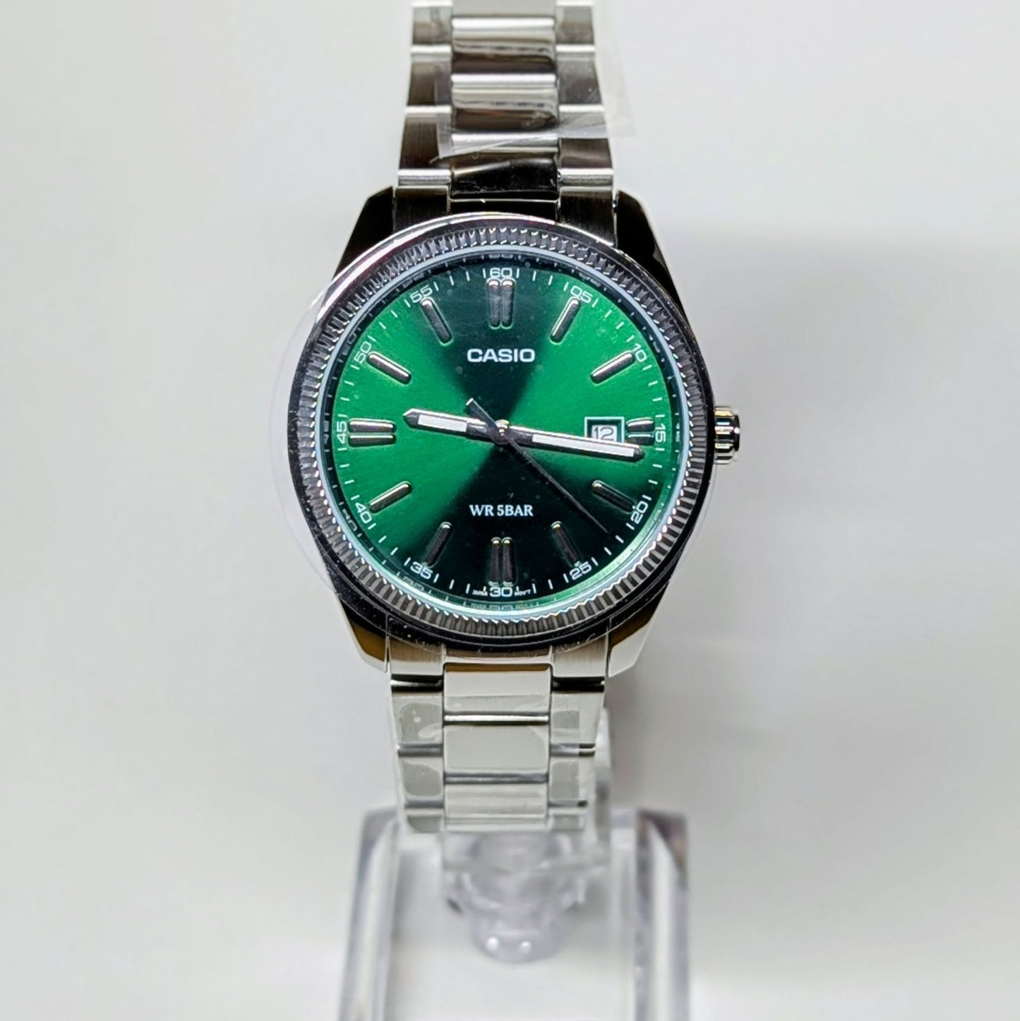 Casio Standard MTP-1302D-3AJF Analog Watch - Green Silver 44.2mm Japan Import