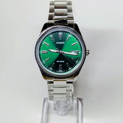 Casio Standard MTP-1302D-3AJF Analog Watch - Green Silver 44.2mm Japan Import
